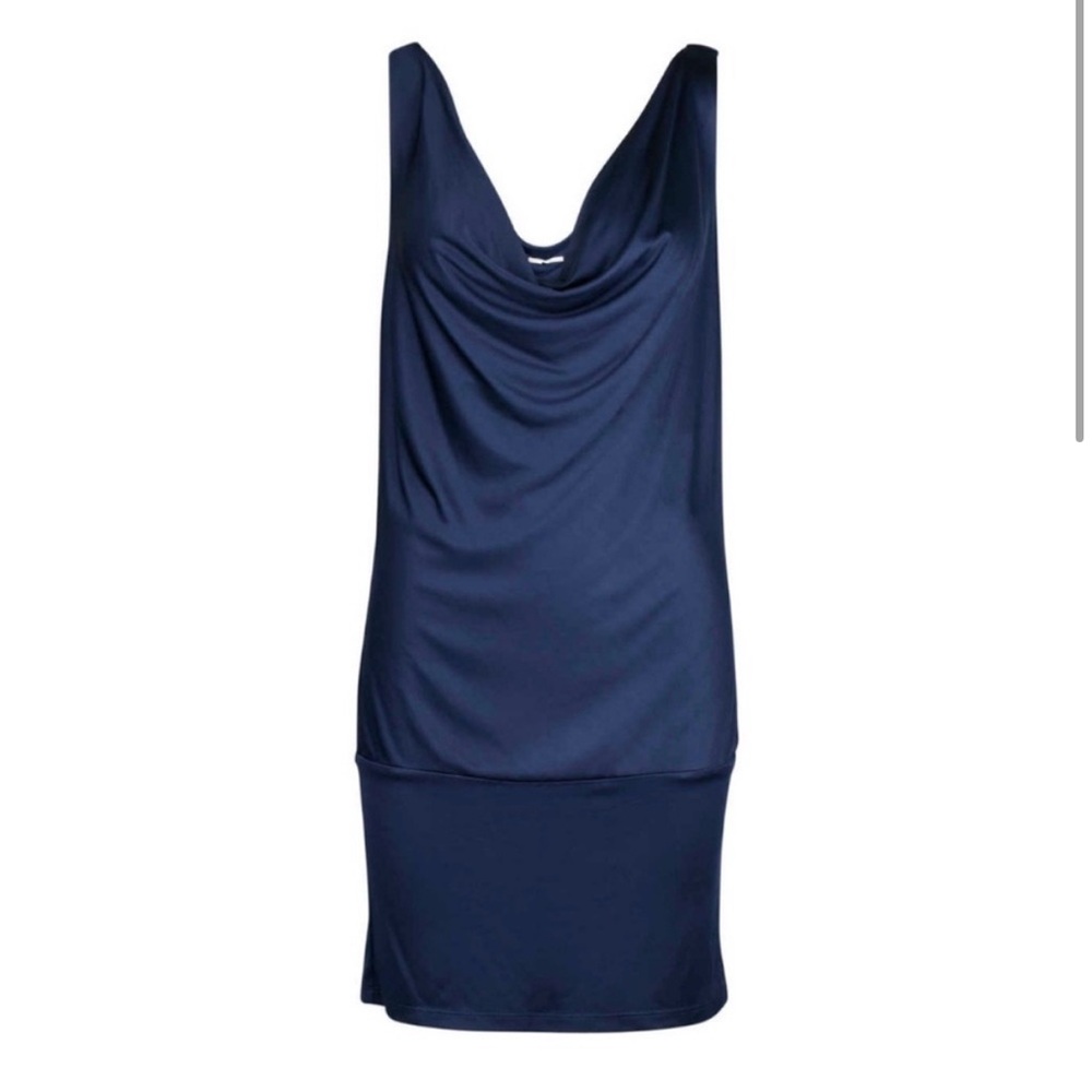 Diane Von Furstenberg Navy Classy Cowl Neck Dress